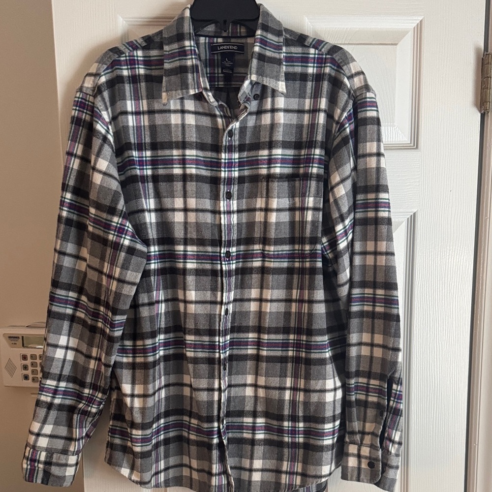 Lands' End Men's Warm Plaid Shirt Bundle Outdoors Plaid Shirts Gift for Man Set - Picture 9 of 10